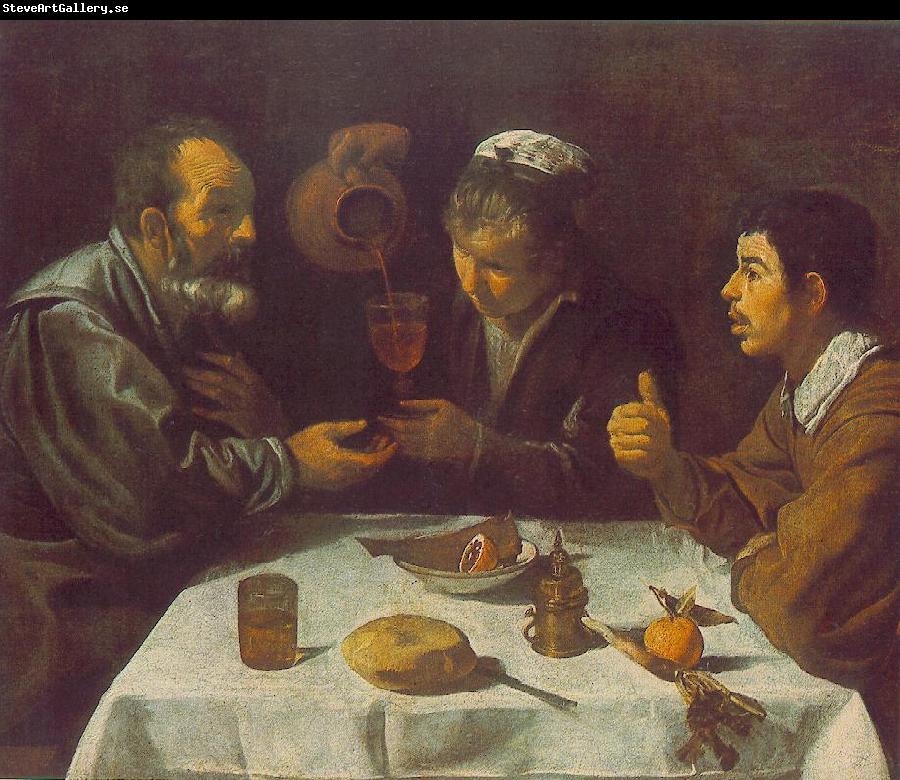 VELAZQUEZ, Diego Rodriguez de Silva y Peasants at the Table (El Almuerzo) r